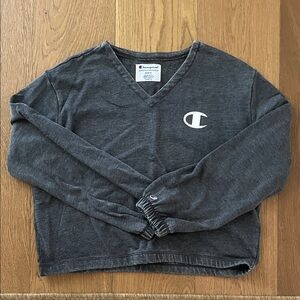 Champion Women’s Cropped Charcoal V-Neck Sweatshirt